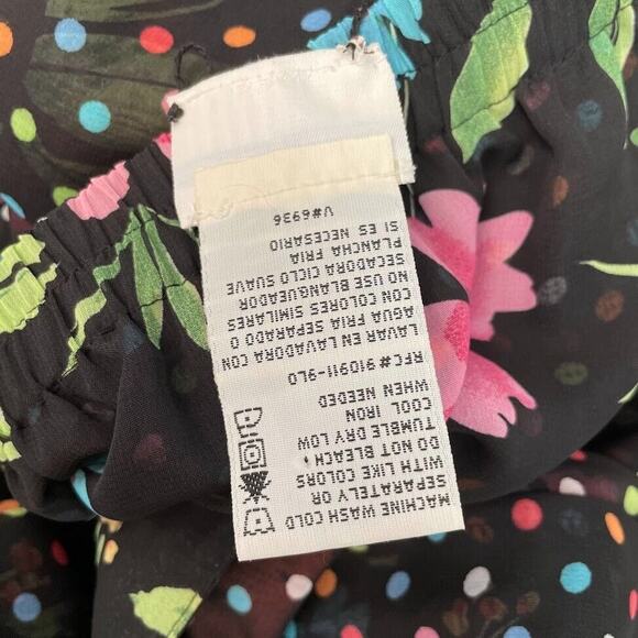 White Stag Reversible Skirt Size Large Black Floral Dot Fairy Goth Dark Romantic - Picture 10 of 10